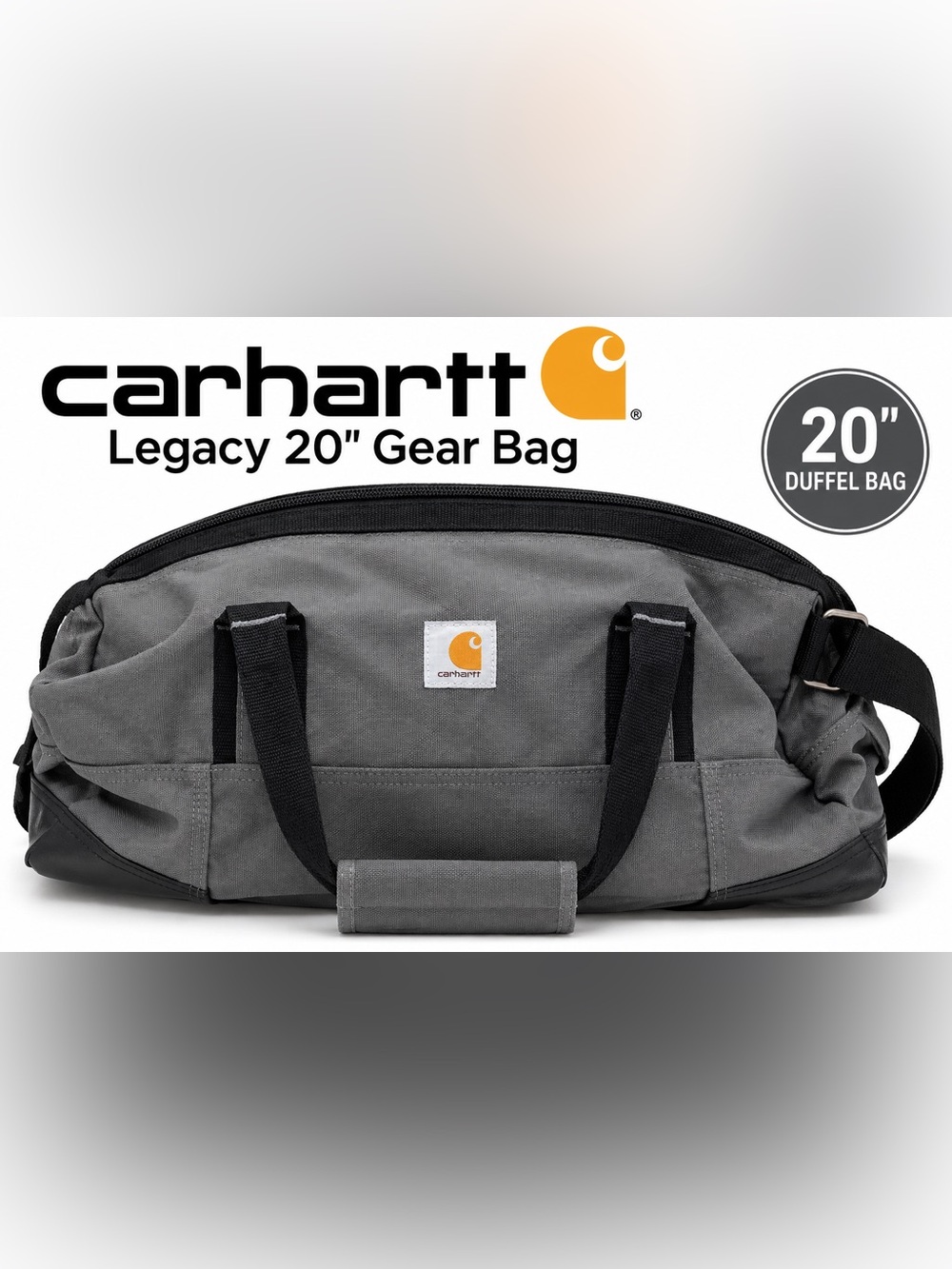Carhartt Legacy 20” Gear Bag Duffel Gray/Black Rain Defender NWOT